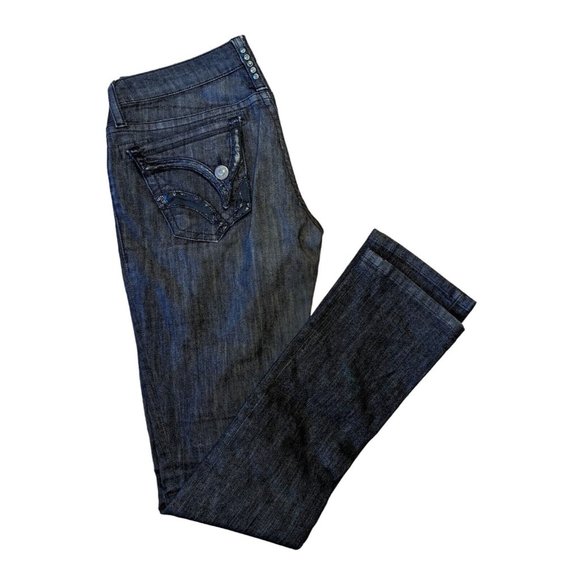 Robin's Jean Women's Black Belt Looped Straight Leg Denim Jeans Size 30 - Picture 2 of 3